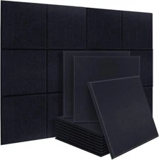 12Pack Black Acoustic Panels 12"X12"X 0.4" Sound Absorbing Soundproof Wall Panel
