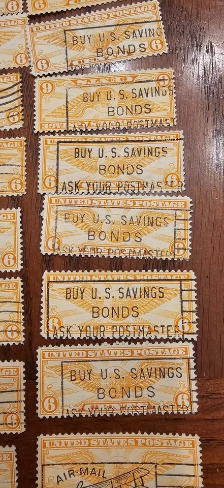 Lot 61 VTG US AIRMAIL STAMPS 1930s WINGED GLOBE C19 Biplane Bond Cancelations - Image 2 of 4