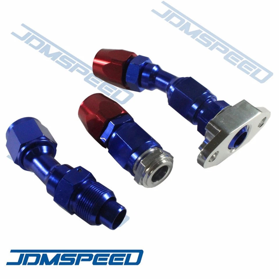 STAINLESS BRAIDED TURBO CHARGER/TURBO 17" OIL RETURN DRAIN LINE+10AN FITTING KIT - Image 3 of 4