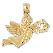 New 14k Gold Angel Charm Pendant