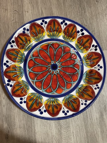 Art Pottery Plate Italy Vintage Arte D’italia Made Painted Wall Hanging 14 Inch