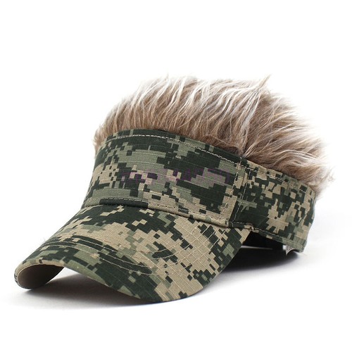 Sun Visor Cap with Fake Hair for Men Women Novelty Golf Cap Wig Baseball Hat - Picture 29 of 35