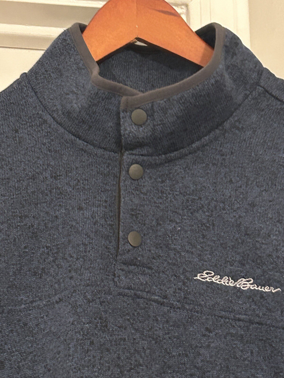 EDDIE BAUER 1/4 Snap Neck Sweatshirt Gray Men's Sz L Tall image 3