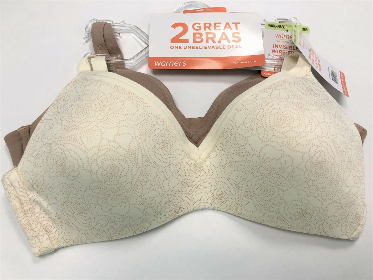 Warner's Wirefree Bras T-Shirt Lined Seamless Cups Style 4011 Set of 2 New  $60