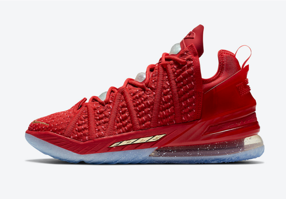 Nike Lebron 18 X-Mas In LA Red Gold Basketball Sneakers