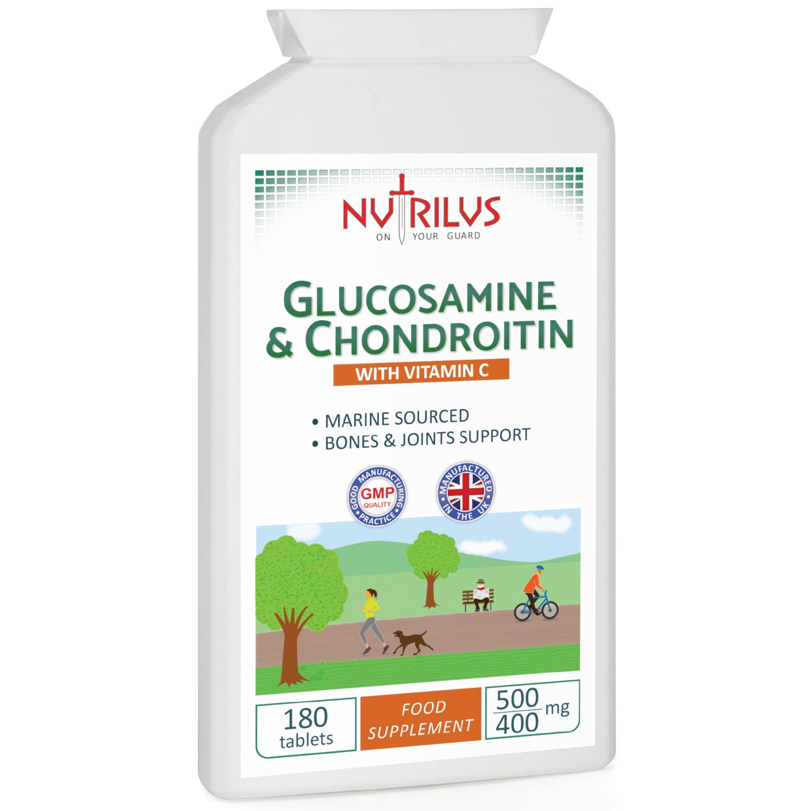 Glucosamine and Chondroitin 180 Tablets 1000mg - High Strength - Joints - Bones