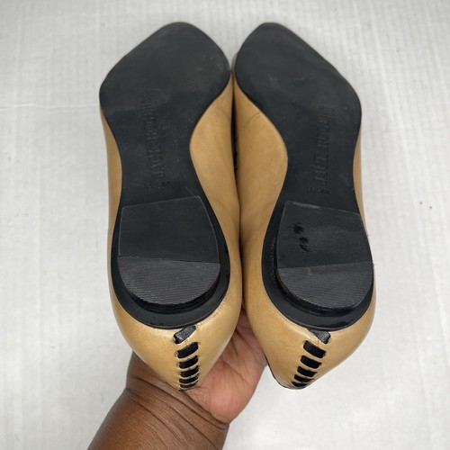 Jack Rodgers Tan and Black Pointed Toe Flat Shoes with Stitching Size 8.5 - Picture 12 of 14