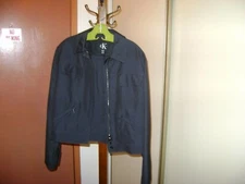 Retro CK Calvin Klein Black Double-Zip Bomber Jacket - Size 6 - NEW