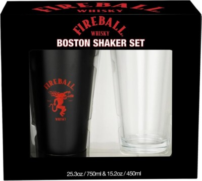 Fireball 2 Piece Boston Shaker Set 750ml Stainless Steel Shaker and 450ml Glass