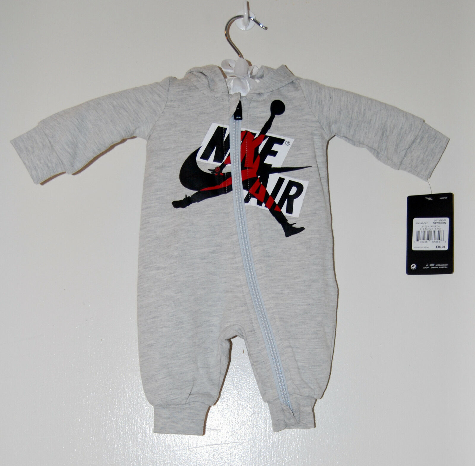 Infant Sweatshirt Gray Hooded Romper Air 3M | Length LS NWT eBay NB Boys Nike Full sz