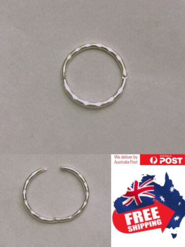 S925 Solid Sterling Silver Gold Hinged Hoop Segment Facet Sleeper Nose Ear Ring - Picture 1 of 3
