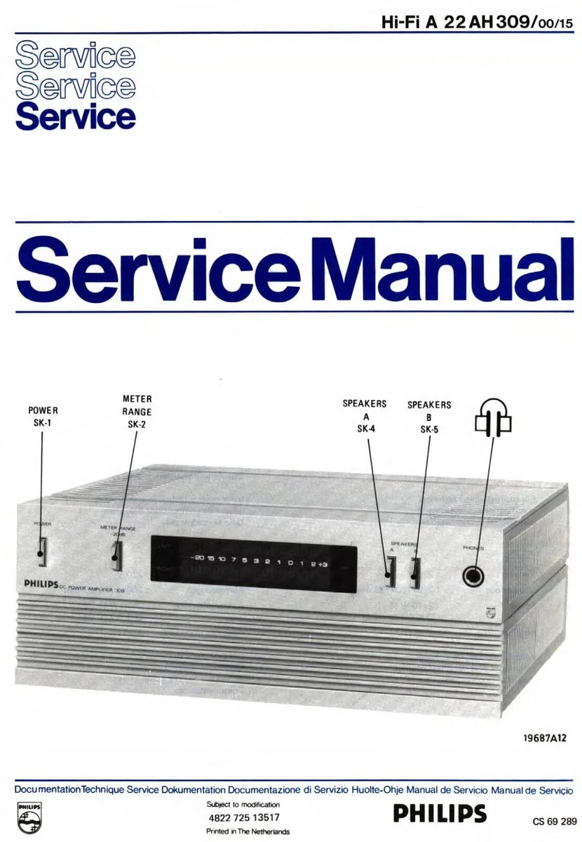 Service Manual Instructions For Philips 22 Ah 309 | EBay