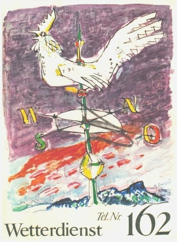 Original vintage poster WEATHER FORECAST BY PHONE ROOSTER 1956