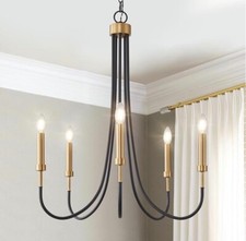 Image of 5-light 5 Light Candle Chandelier Black with Gold