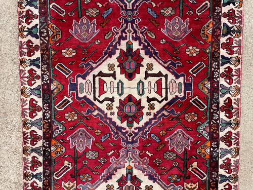 ANTIQUE ORIENTAL RUG 5x10 HAND-KNOTTED VINTAGE wide runner handmade HERIZ 5x9 ft - 第 6/18 張圖片