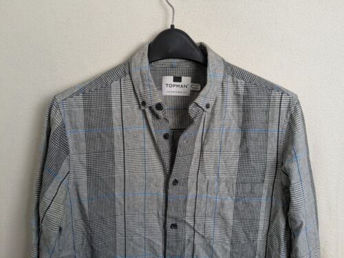 Topman Men's casual shirt long sleeve size small check cotton - Picture 3 of 10