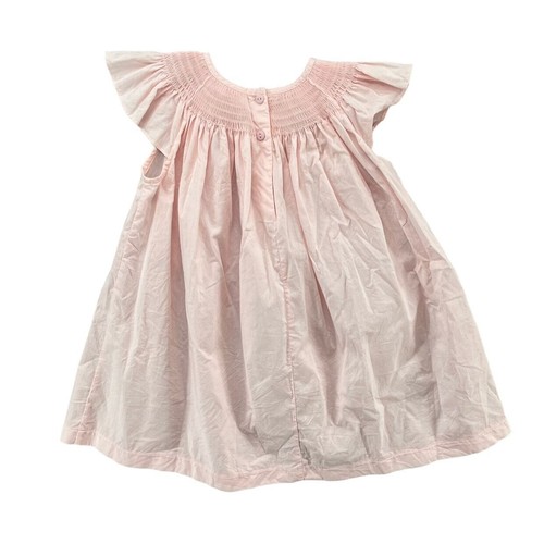 Posh Pickle Smocked Bishop Dress Girls Pink Cotton Flutter Sleeve Pleated Sz 4T - Picture 2 of 6