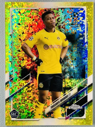 2020-21 Topps Chrome UEFA #55 Youssoufa Moukoko RC Yellow Mini-Diamond Refractor