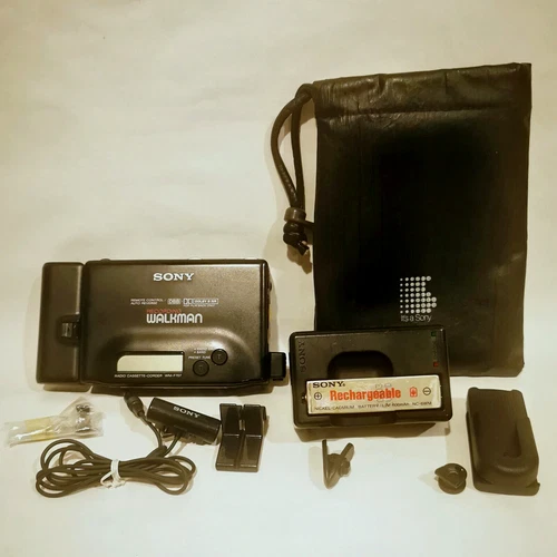 vintage Sony Walkman WM-F707 w/ case & accessories - for parts, NOT working