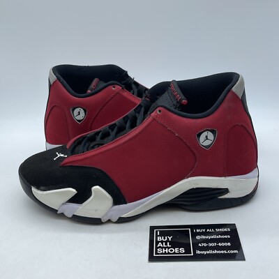 Size Air Jordan 14 Retro Gym Red Black White Suede Leather (487471-006)  - Main Image