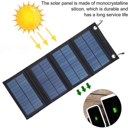 20W Faltbar Solarpanel Solarmodul Power Bank Handy USB Ladegerät Camping Wandern - Bild 4 von 26
