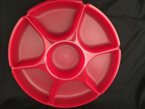 Tupperware Six Compartment Serving Tray/Platter Red NEW - Picture 4 of 5