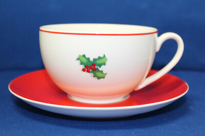 Dibbern Season's Greeting Coffee Cup & Saucer Mint Condition Holiday Christmas