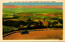 A View From Sky-Line Drive Showing Shenandoah River & Valley Virginia Postcard