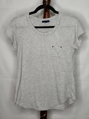 Gap women's size S t-shirt gray heather scoop neck small pocket 