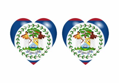 2X Sticker Heart Flag BH BELIZE