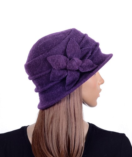 M495 Púrpura Para mujeres Adorable Flor Lana Acrílico Invierno Gorro Sombrero Campana Vestido Gorra - Imagen 3 de 11