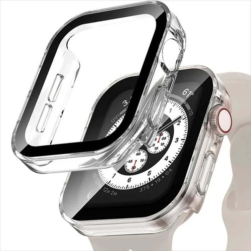Tempered Glass Case for Apple Watch 45mm 41mm 44mm 40mm Screen Protector Hard PC - Picture 15 of 34