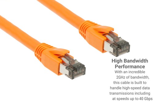 CAT8 Shielded Ethernet Patch Cable, 40Gbps, Snagless, 25 ft, Orange - 第 5/7 張圖片