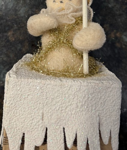 Dee Foust? Bethany Lowe? Glittered Christmas Folk Art Snowman Figure Icicle Box - Picture 11 of 11