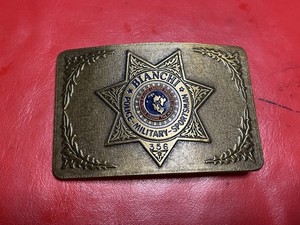 MINT 1970's VINTAGE  Bianchi Sportsmans Brass  Enameled Belt Buckle Serial #356