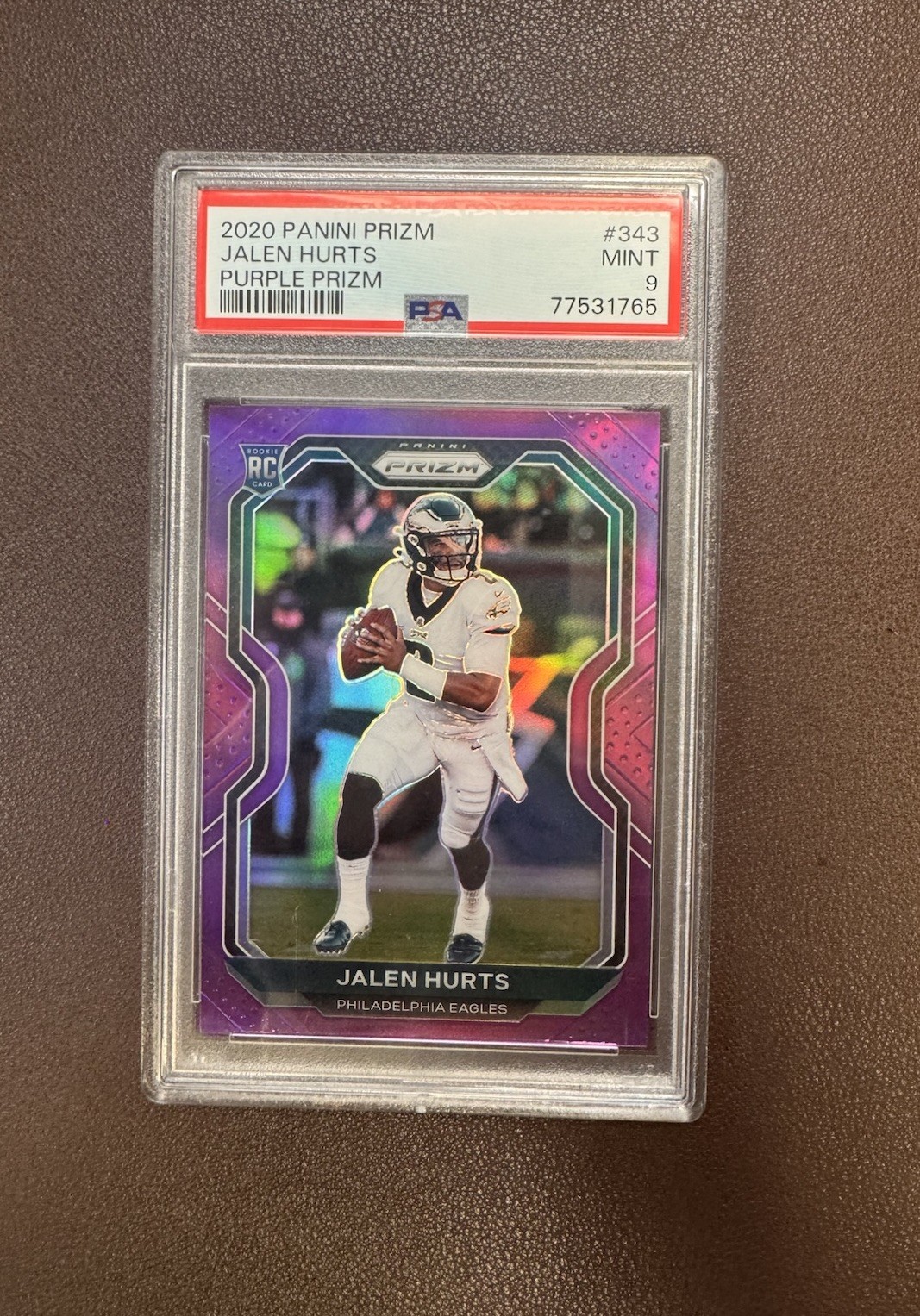 2020 Prizm Jalen Hurts Purple RC /125 PSA 9 Mint #343 Eagles Rookie