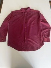 Bugatchi Uomo Mens Large Dress Shirt Burgundy Red Long Sleeve Button Up