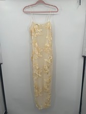Here comes the sun yellow floral lace spaghetti strap dress size medium