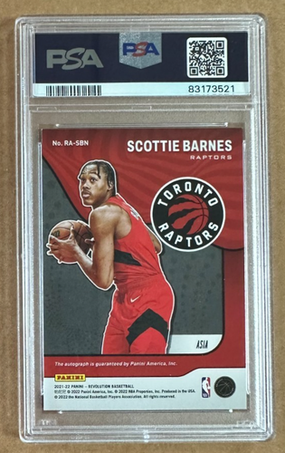 2021 Panini Revolution Scottie Barnes Asia Red Rookie Autograph PSA 8 10 auto - Picture 2 of 2