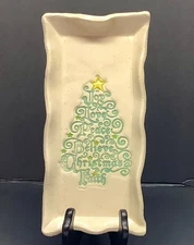 Christmas Tree Candy Trinket Tidbit Dish Ruffled Signed Joy Love Faith