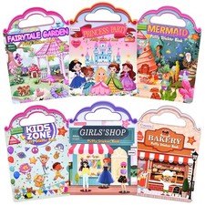 6 Set 260pcs Puffy Sticker Books Activity for Girls, Reusable Stickers Book...