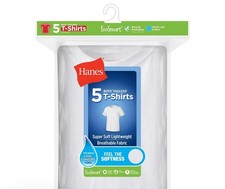 Hanes Boys' EcoSmart 5PK Crewneck T-Shirt White, Size M