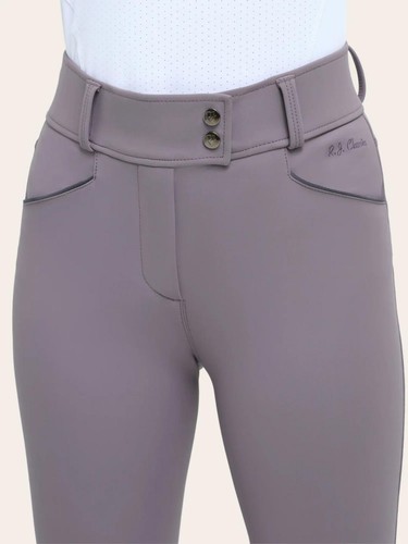 R.J. Classics Margot Front Zip Mid-Rise Breeches with Silicone Patch - Purple Ha - Picture 3 of 5