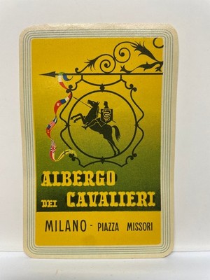 Albergo Dei Cavalieri Luggage Label Milano Italy 1930s Art Deco Knight
