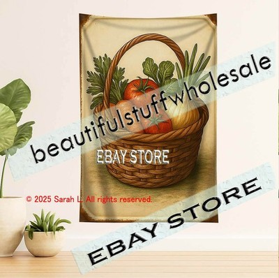 Garden harvest tapestry farmhouse kitchen art nostalgic bedroom 39X59 in