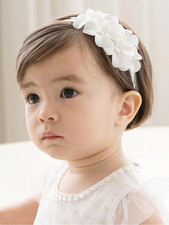 Baby Girls Hairband White Bow Lace Headbands Handmade Soft Stretchy Wide Head Ba