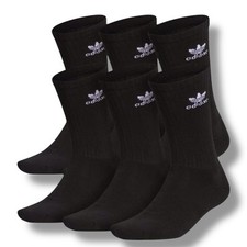 Adidas 6 Pairs Pack Trefoil Cushioned Moisture Wicking Crew Six Socks Large 6-12