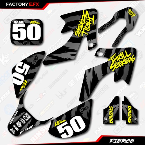 Black & Yellow Fierce Racing Graphics Kit fits 04-12 Honda Crf50 CRF 50 Decals - Picture 8 of 8