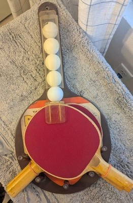 VINTAGE 1950s WASP Ping Pong Set Padl-Pak Wall Mount Rack Origo Co. Retro