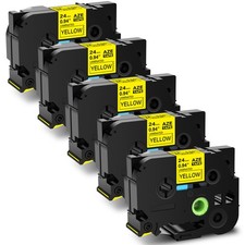 5PK TZ-651 TZe-651 Black on Yellow Label Tape 1" Compatible For Brother PT-2110